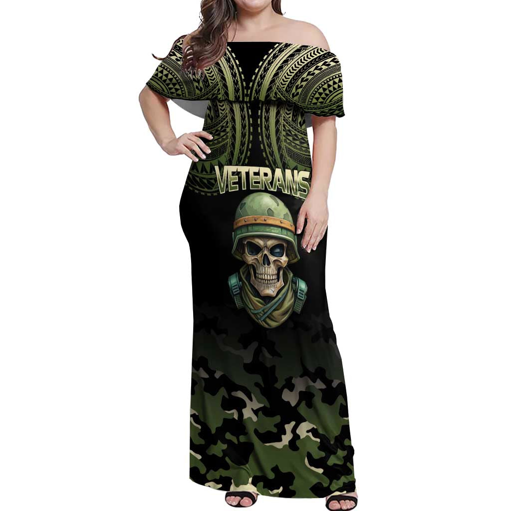 Veterans Day Off Shoulder Maxi Dress War Never Leaves A Veteran Proud Military