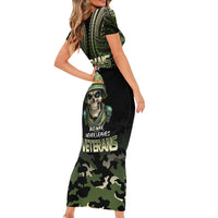 Veterans Day Short Sleeve Bodycon Dress War Never Leaves A Veteran Proud Military LT9 - Polynesian Pride