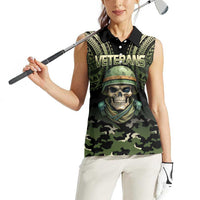 Veterans Day Women Sleeveless Polo Shirt War Never Leaves A Veteran Proud Military