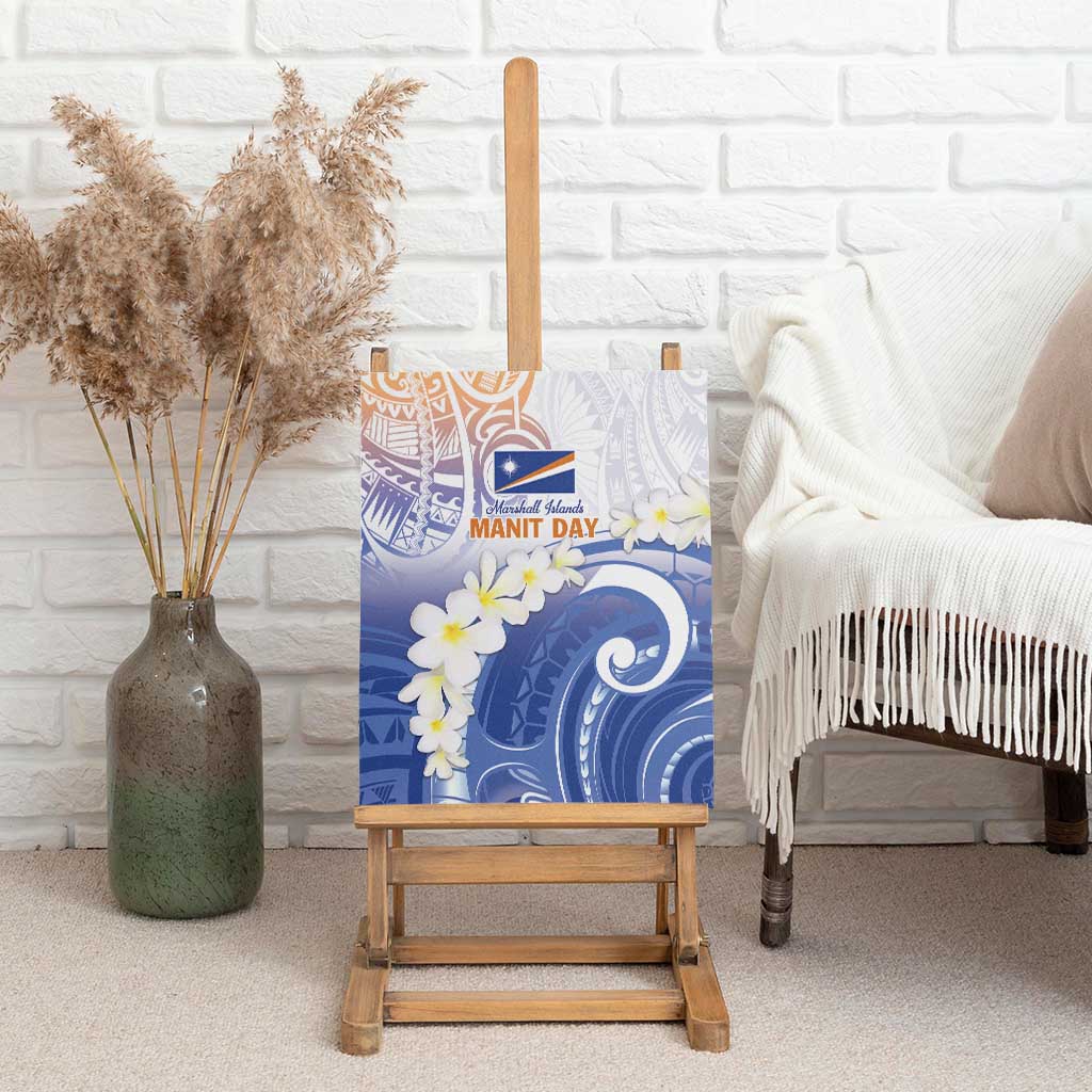 Marshall Islands Manit Day Canvas Wall Art Plumeria and Polynesian Tribal