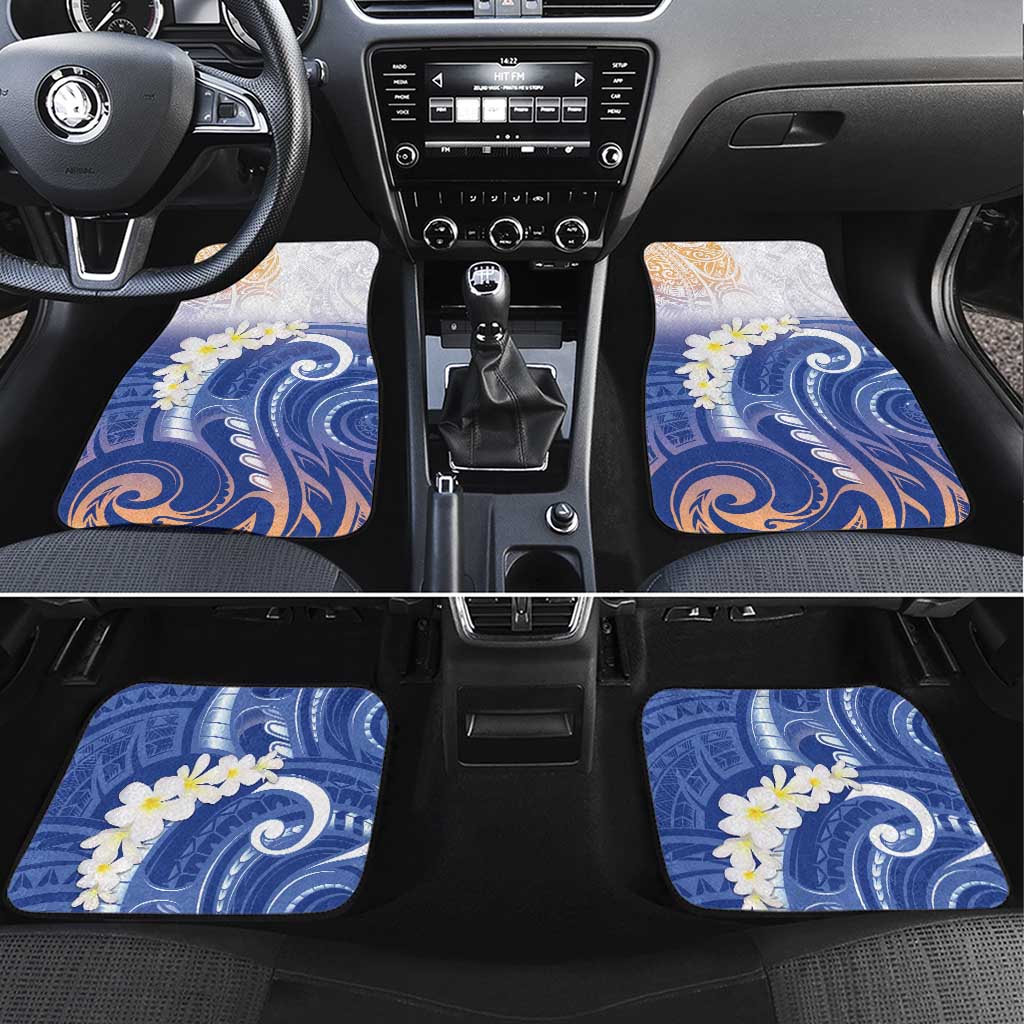 Marshall Islands Manit Day Car Mats Plumeria and Polynesian Tribal LT9 Set 4pcs White - Polynesian Pride