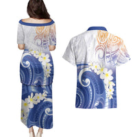 Marshall Islands Manit Day Couples Matching Puletasi and Hawaiian Shirt Plumeria and Polynesian Tribal