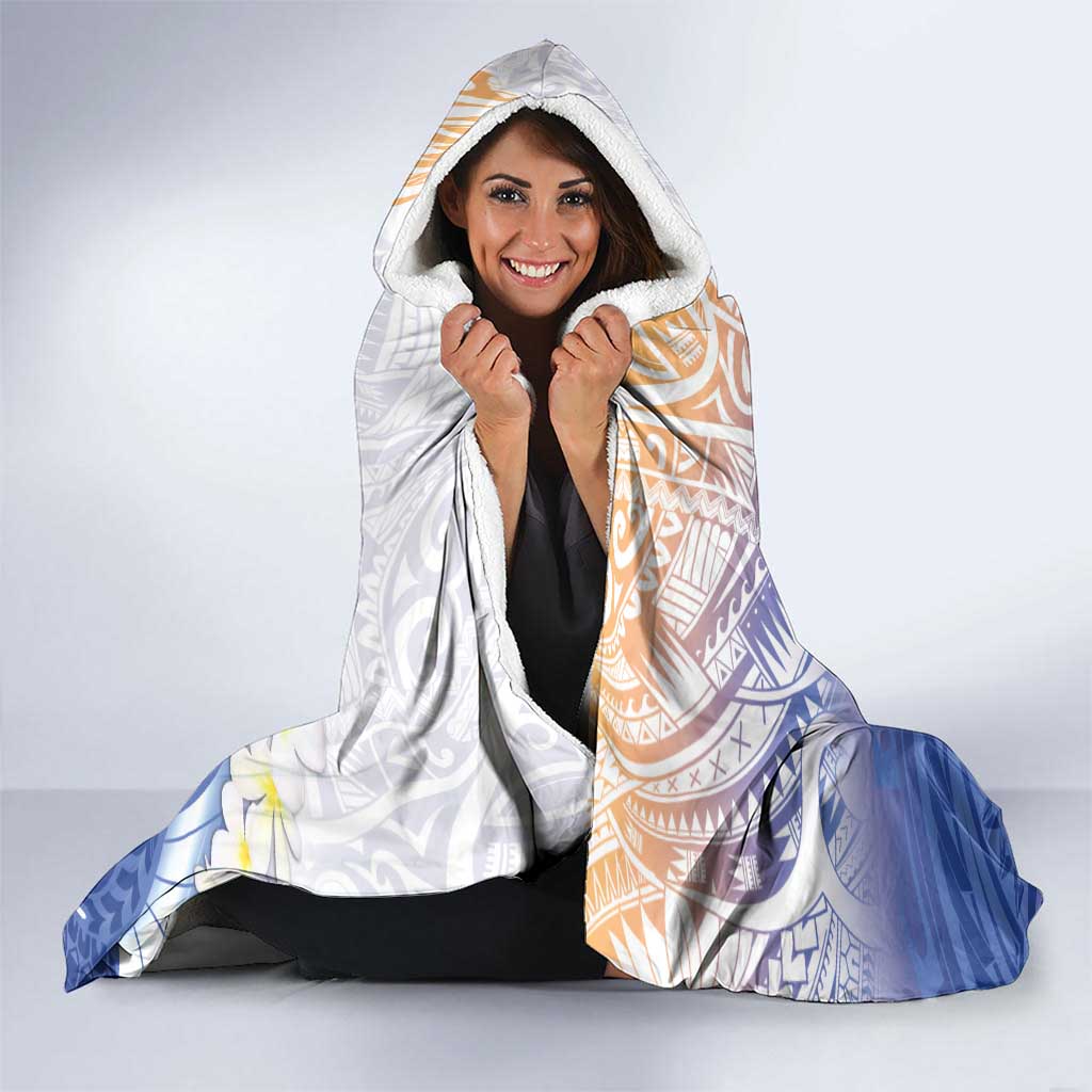 Marshall Islands Manit Day Hooded Blanket Plumeria and Polynesian Tribal