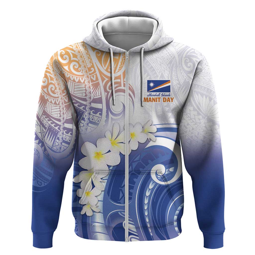 Marshall Islands Manit Day Hoodie Plumeria and Polynesian Tribal
