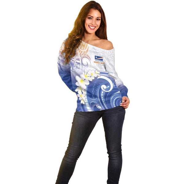 Custom PNG Remembrance Day Off Shoulder Sweater Polynesian Tribal and Poppy LT9 main image 1