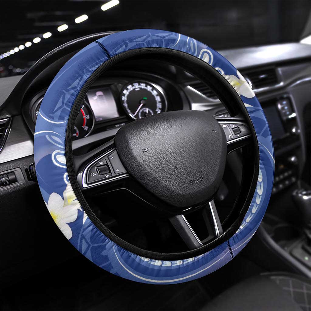 Marshall Islands Manit Day Steering Wheel Cover Plumeria and Polynesian Tribal LT9 Universal Fit White - Polynesian Pride