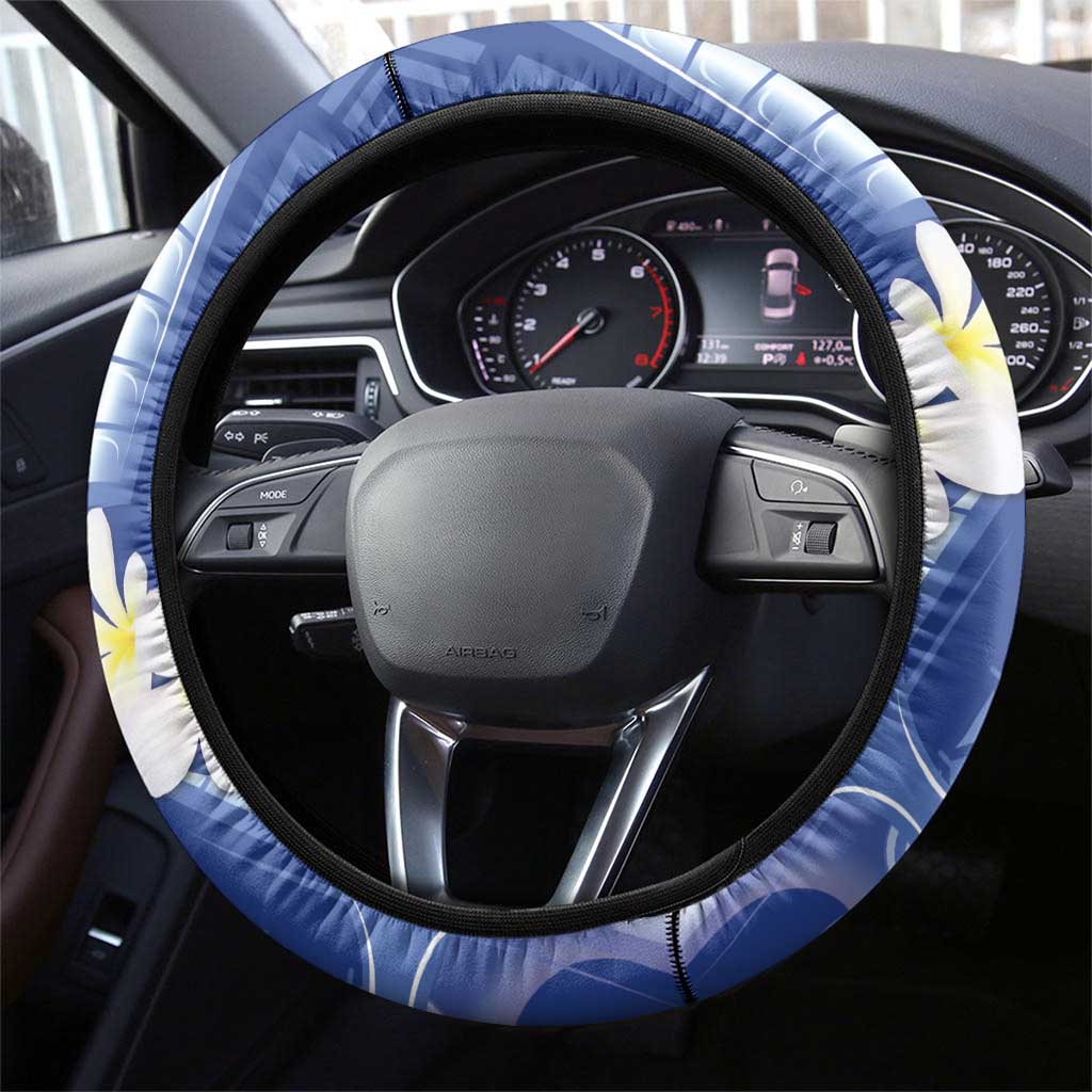 Marshall Islands Manit Day Steering Wheel Cover Plumeria and Polynesian Tribal