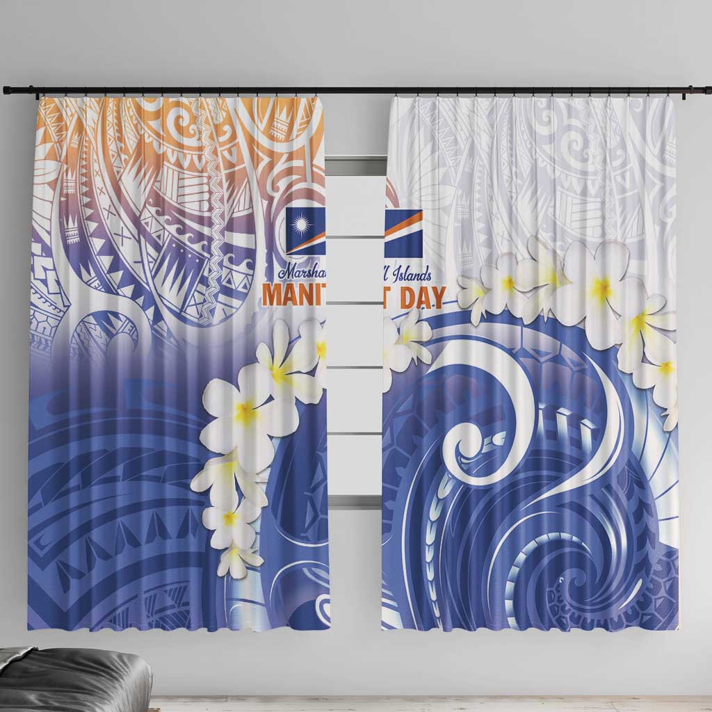 Marshall Islands Manit Day Window Curtain Plumeria and Polynesian Tribal LT9 With Hooks White - Polynesian Pride