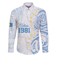 Palau 1981 Tribal Tattoo Family Matching Long Sleeve Bodycon Dress and Hawaiian Shirt with Belau Plumeria Flowers