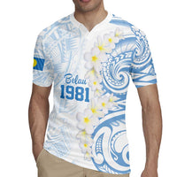 Palau 1981 Tribal Tattoo Rugby Jersey with Belau Plumeria Flowers