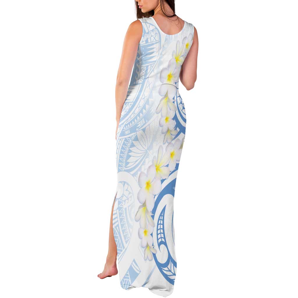 Palau 1981 Tribal Tattoo Tank Maxi Dress with Belau Plumeria Flowers