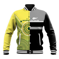 Custom Cricket AUNZ Spirit Baseball Jacket Aussie New Zealand Retro Edition LT9 Unisex Black - Polynesian Pride