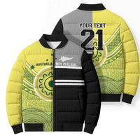 Custom Cricket AUNZ Spirit Bomber Puffer Jacket Aussie New Zealand Retro Edition LT9 - Polynesian Pride