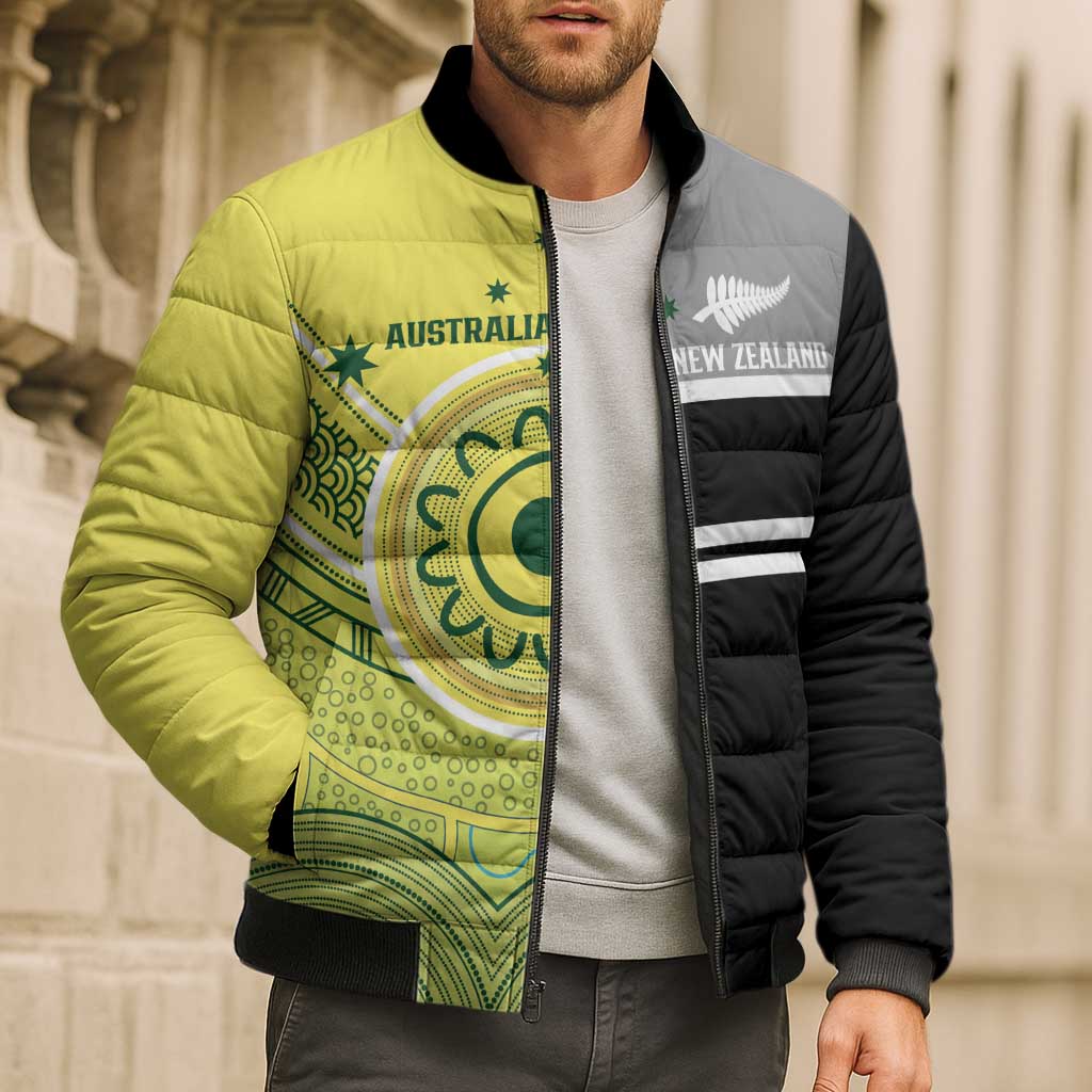 Custom Cricket AUNZ Spirit Bomber Puffer Jacket Aussie New Zealand Retro Edition LT9 - Polynesian Pride