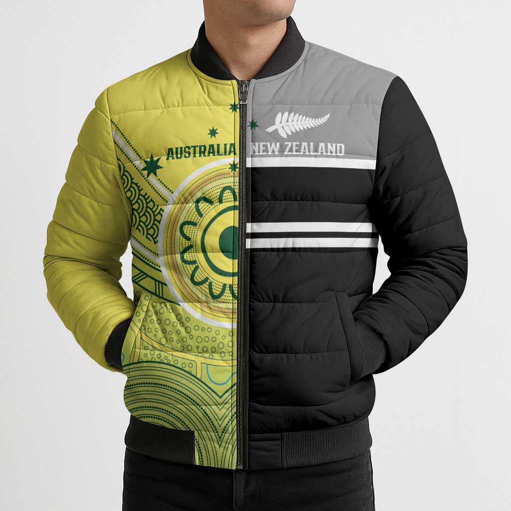 Custom Cricket AUNZ Spirit Bomber Puffer Jacket Aussie New Zealand Retro Edition LT9 - Polynesian Pride