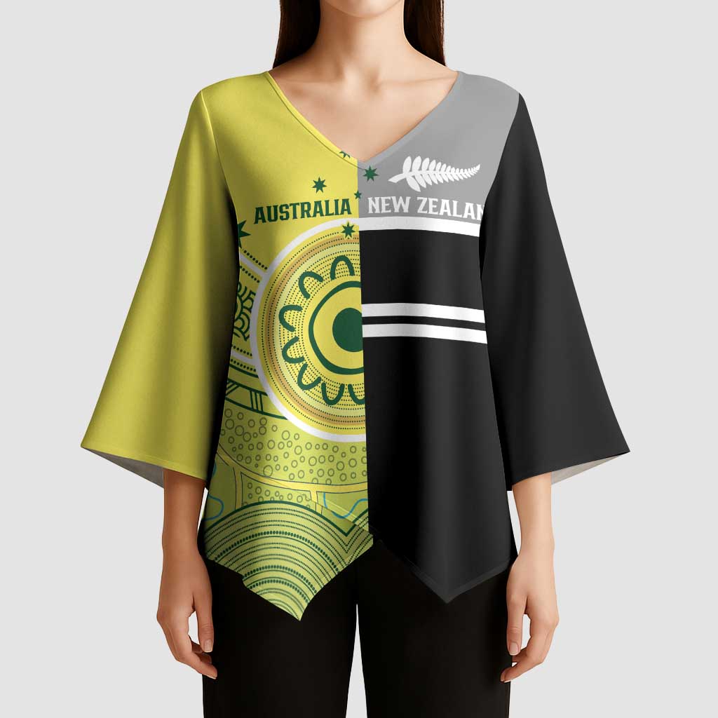 Custom Cricket AUNZ Spirit Kimono Sleeve Blouse Aussie New Zealand Retro Edition - Polynesian Pride