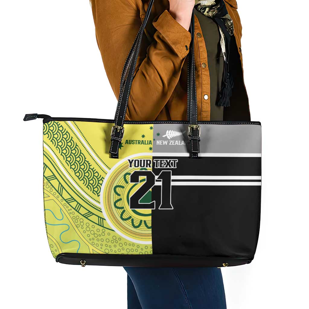 Custom Cricket AUNZ Spirit Leather Tote Bag Aussie New Zealand Retro Edition - Polynesian Pride