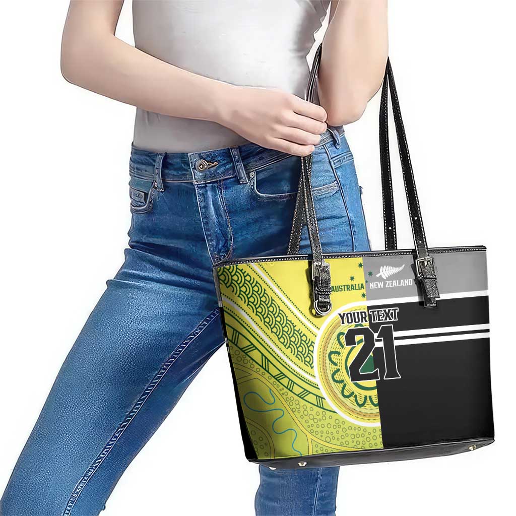 Custom Cricket AUNZ Spirit Leather Tote Bag Aussie New Zealand Retro Edition - Polynesian Pride