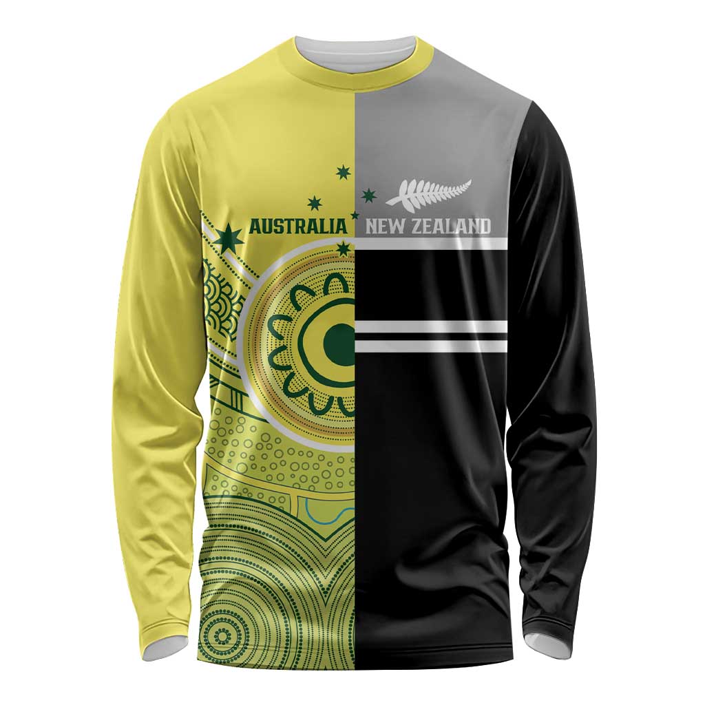 Custom Cricket AUNZ Spirit Long Sleeve Shirt Aussie New Zealand Retro Edition LT9 Unisex Black - Polynesian Pride