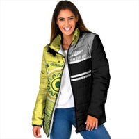Custom Cricket AUNZ Spirit Padded Jacket Aussie New Zealand Retro Edition LT9 Women Black - Polynesian Pride