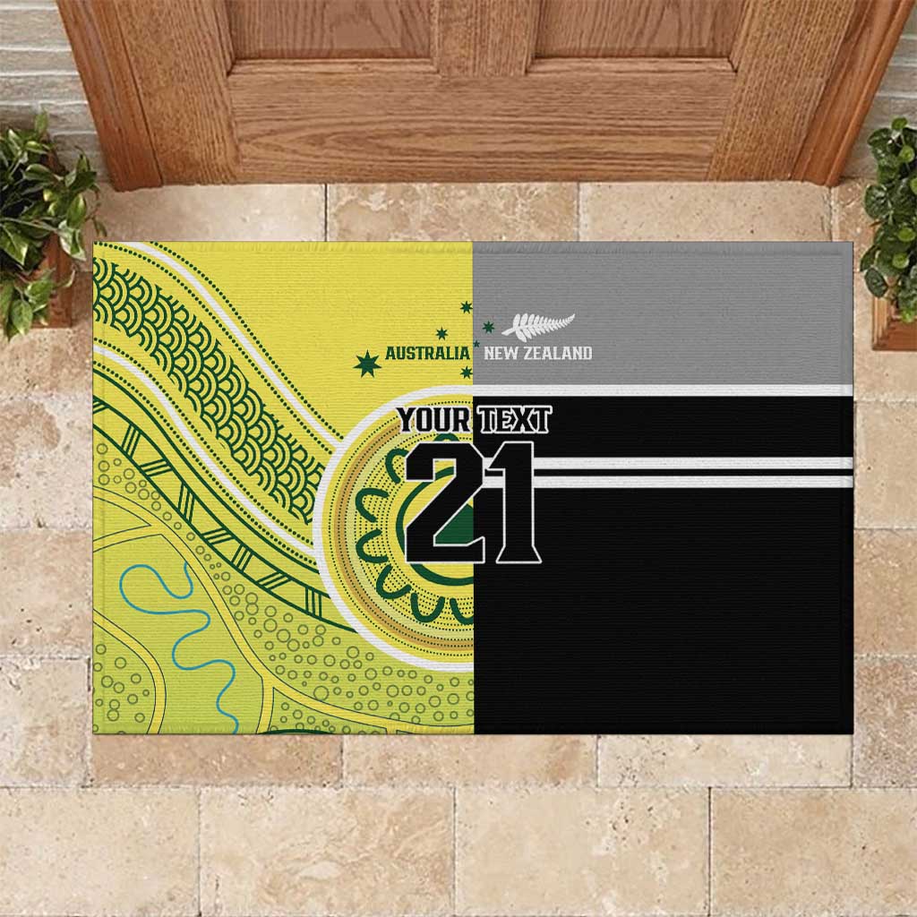 Custom Cricket AUNZ Spirit Rubber Doormat Aussie New Zealand Retro Edition LT9 Black - Polynesian Pride