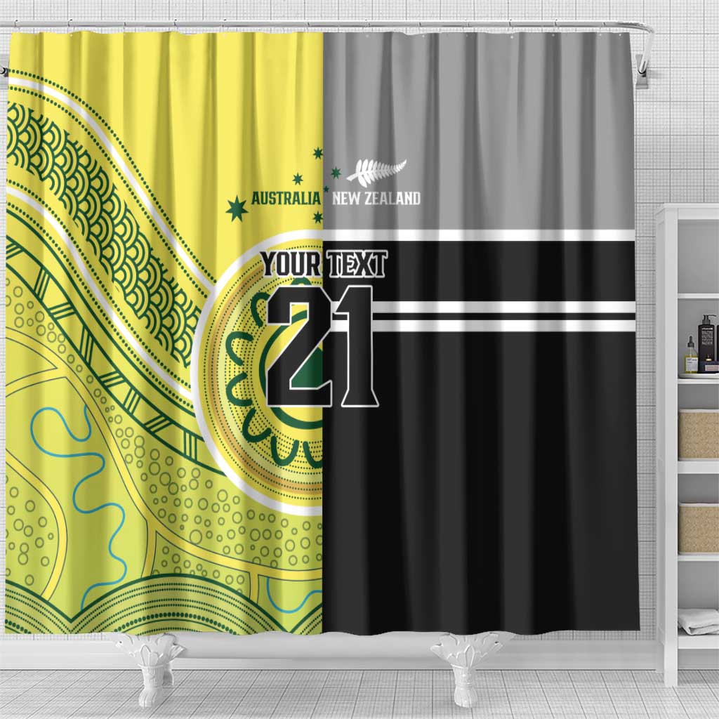 Custom Cricket AUNZ Spirit Shower Curtain Aussie New Zealand Retro Edition - Polynesian Pride