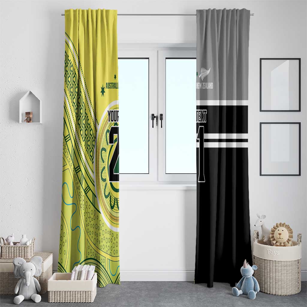 Custom Cricket AUNZ Spirit Window Curtain Aussie New Zealand Retro Edition - Polynesian Pride