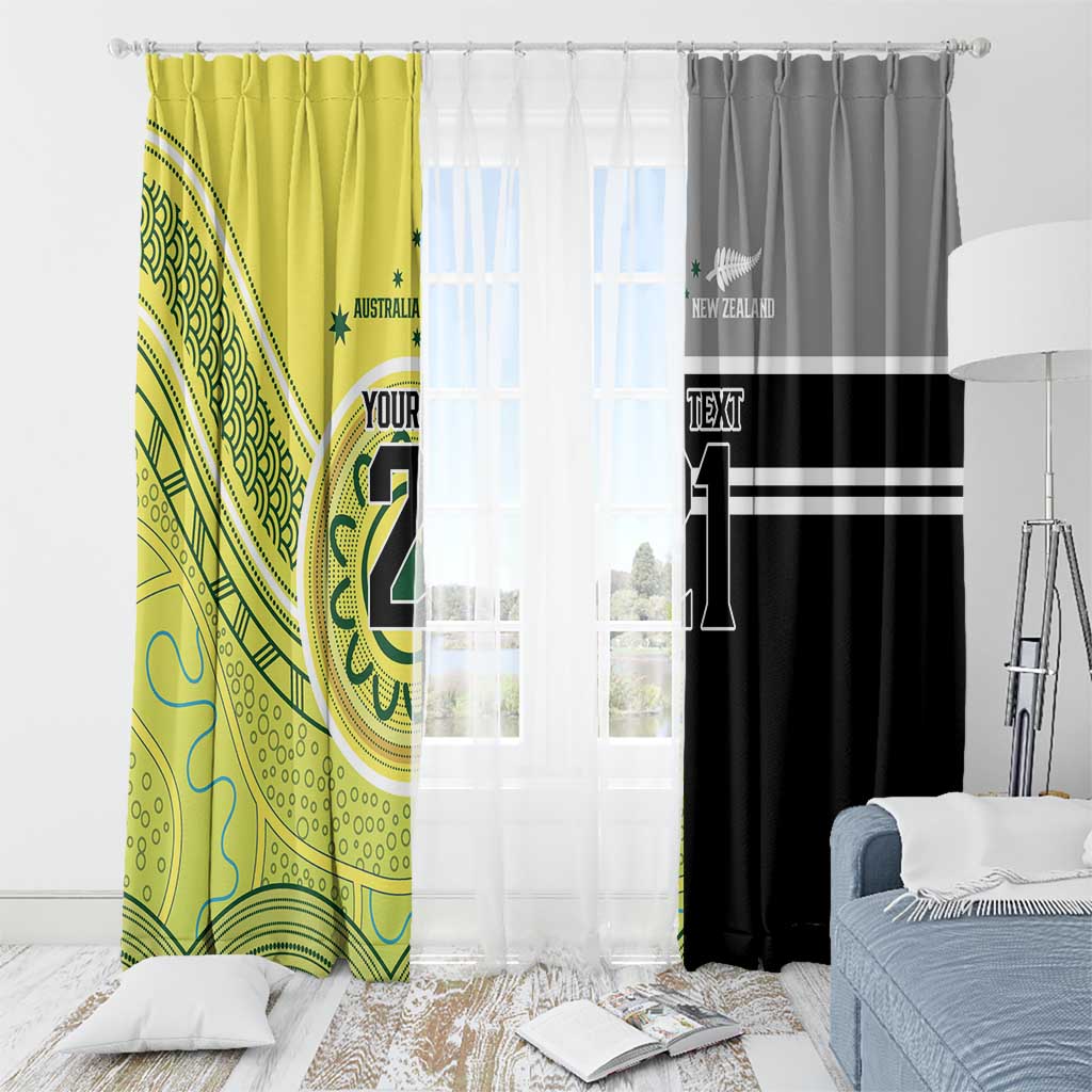 Custom Cricket AUNZ Spirit Window Curtain Aussie New Zealand Retro Edition - Polynesian Pride