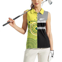Custom Cricket AUNZ Spirit Women Sleeveless Polo Shirt Aussie New Zealand Retro Edition - Polynesian Pride