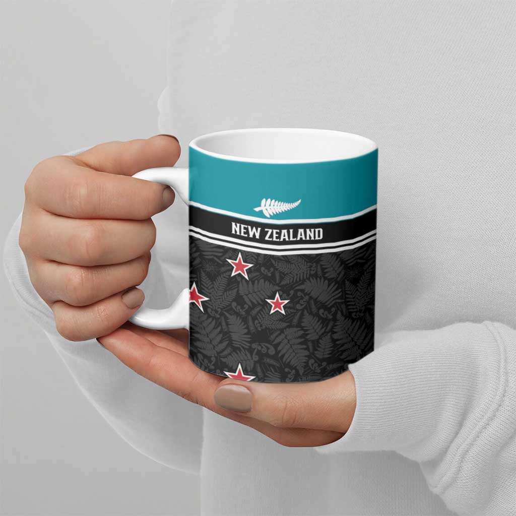 Custom NZ Cricket Pride Ceramic Mug Silver Fern Fan Supporter Apparel - Polynesian Pride