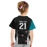 Custom NZ Cricket Pride Kid T Shirt Silver Fern Fan Supporter Apparel - Polynesian Pride