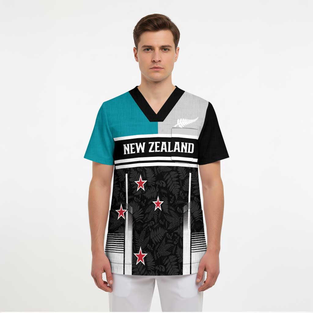 Custom NZ Cricket Pride Scrub Top Silver Fern Fan Supporter Apparel - Polynesian Pride