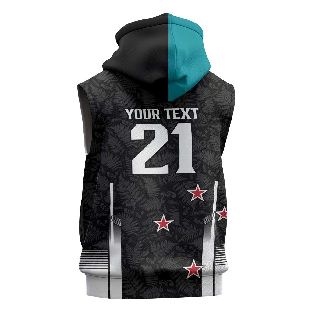 Custom NZ Cricket Pride Sleeveless Hoodie Silver Fern Fan Supporter Apparel - Polynesian Pride