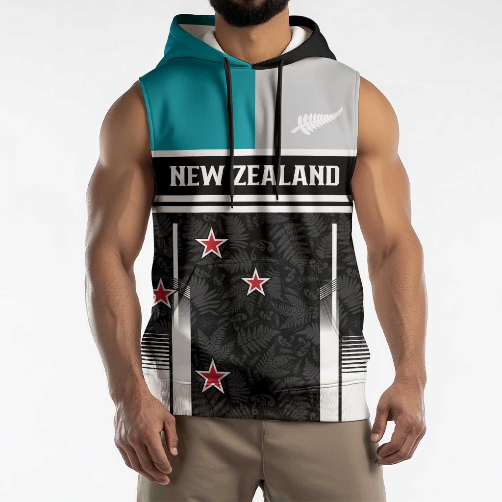 Custom NZ Cricket Pride Sleeveless Hoodie Silver Fern Fan Supporter Apparel - Polynesian Pride