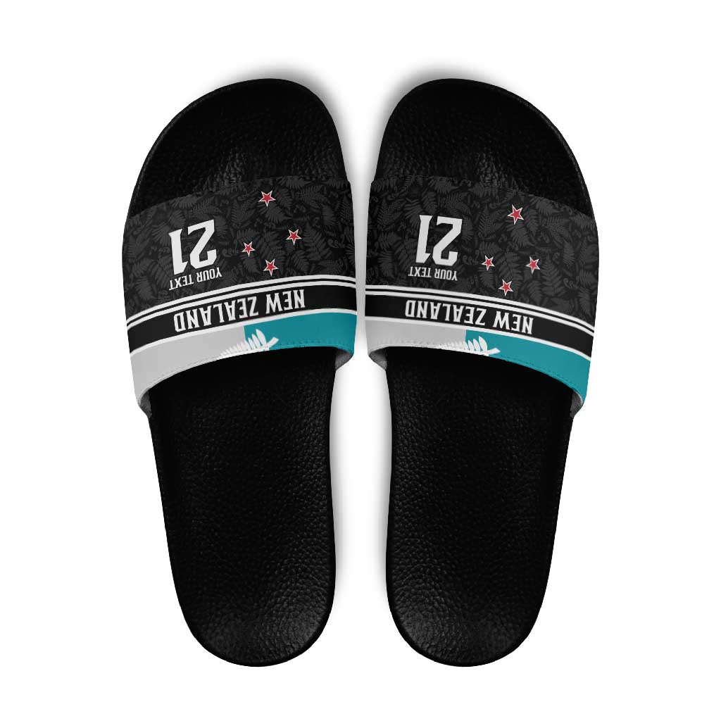 Custom NZ Cricket Pride Slide Sandals Silver Fern Fan Supporter Apparel - Polynesian Pride