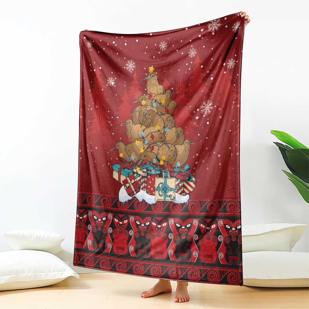 Funny Kiwi Bird Xmas Tree Blanket New Zealand Tribal Christmas Spirit - Polynesian Pride