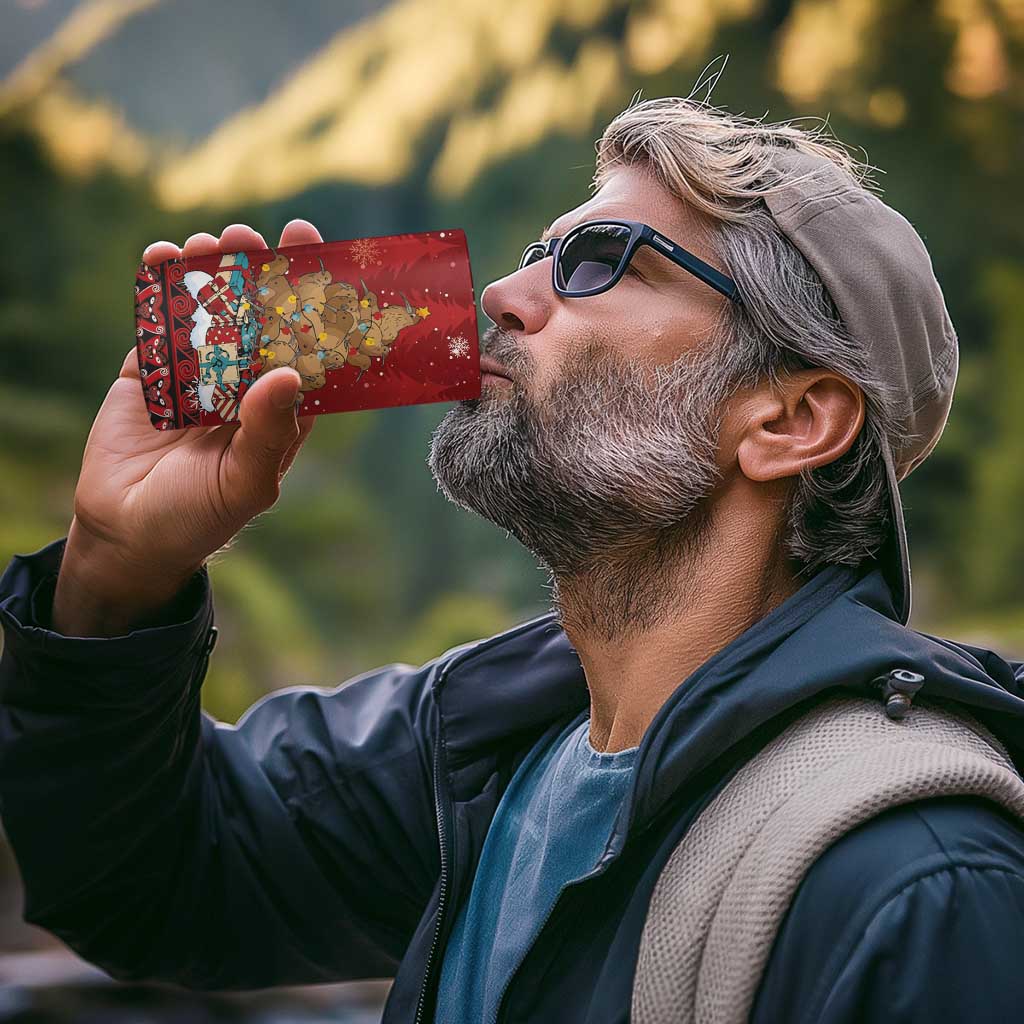 Funny Kiwi Bird Xmas Tree 4 in 1 Can Cooler Tumbler New Zealand Tribal Christmas Spirit - Polynesian Pride