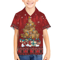 Funny Kiwi Bird Xmas Tree Family Matching Off Shoulder Short Dress and Hawaiian Shirt New Zealand Tribal Christmas Spirit - Polynesian Pride