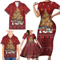Funny Kiwi Bird Xmas Tree Family Matching Short Sleeve Bodycon Dress and Hawaiian Shirt New Zealand Tribal Christmas Spirit - Polynesian Pride
