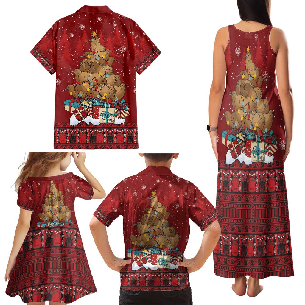 Funny Kiwi Bird Xmas Tree Family Matching Tank Maxi Dress and Hawaiian Shirt New Zealand Tribal Christmas Spirit - Polynesian Pride