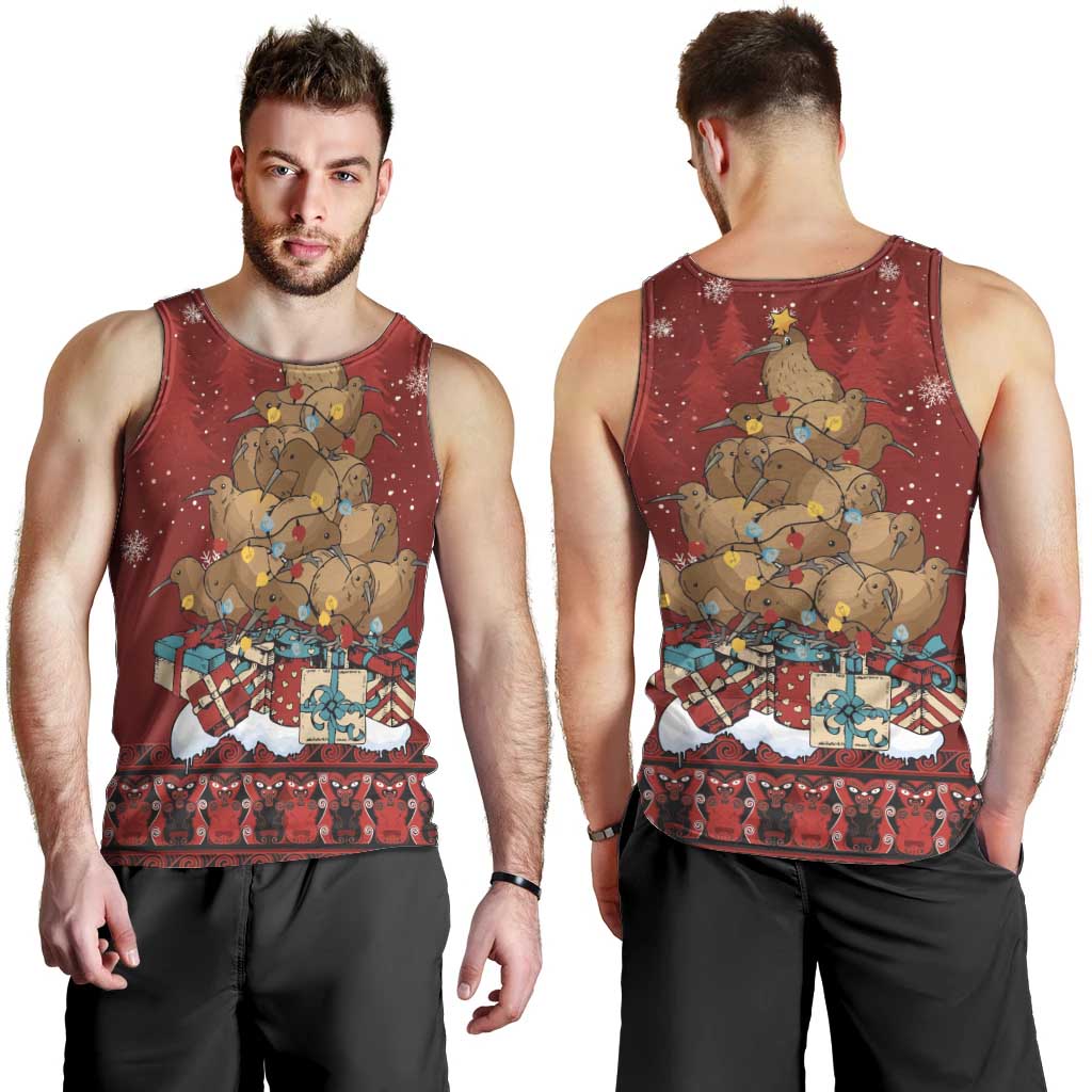 Funny Kiwi Bird Xmas Tree Men Tank Top New Zealand Tribal Christmas Spirit - Polynesian Pride