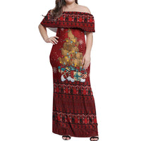 Funny Kiwi Bird Xmas Tree Off Shoulder Maxi Dress New Zealand Tribal Christmas Spirit - Polynesian Pride