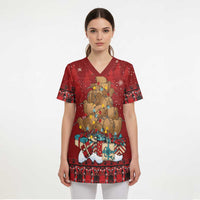 Funny Kiwi Bird Xmas Tree Scrub Top New Zealand Tribal Christmas Spirit - Polynesian Pride