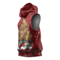 Funny Kiwi Bird Xmas Tree Sleeveless Hoodie New Zealand Tribal Christmas Spirit - Polynesian Pride