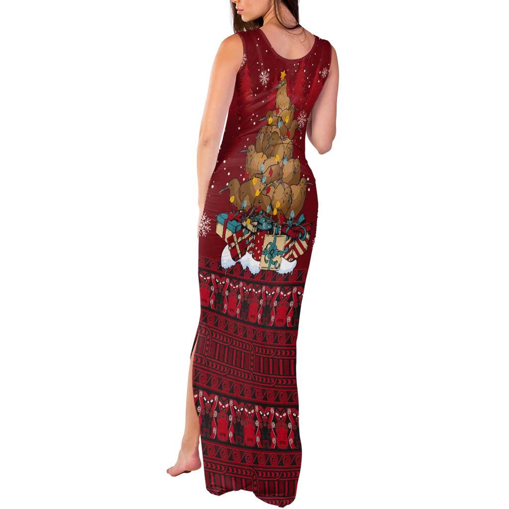 Funny Kiwi Bird Xmas Tree Tank Maxi Dress New Zealand Tribal Christmas Spirit - Polynesian Pride