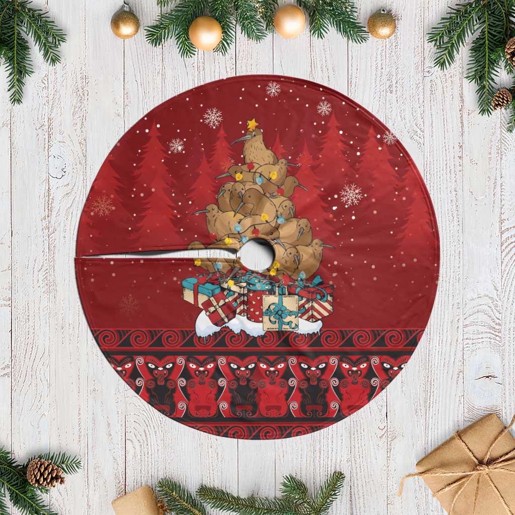 Funny Kiwi Bird Xmas Tree Tree Skirt New Zealand Tribal Christmas Spirit - Polynesian Pride