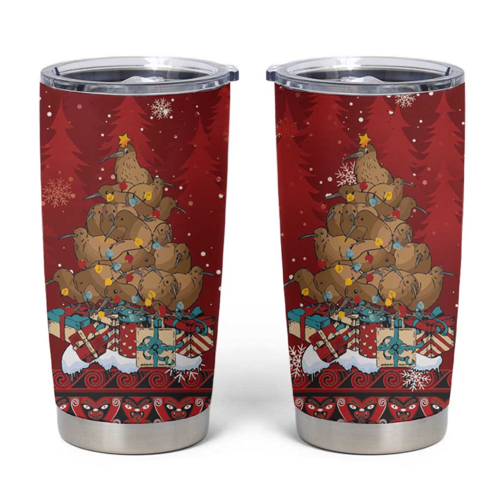 Funny Kiwi Bird Xmas Tree Tumbler Cup New Zealand Tribal Christmas Spirit - Polynesian Pride