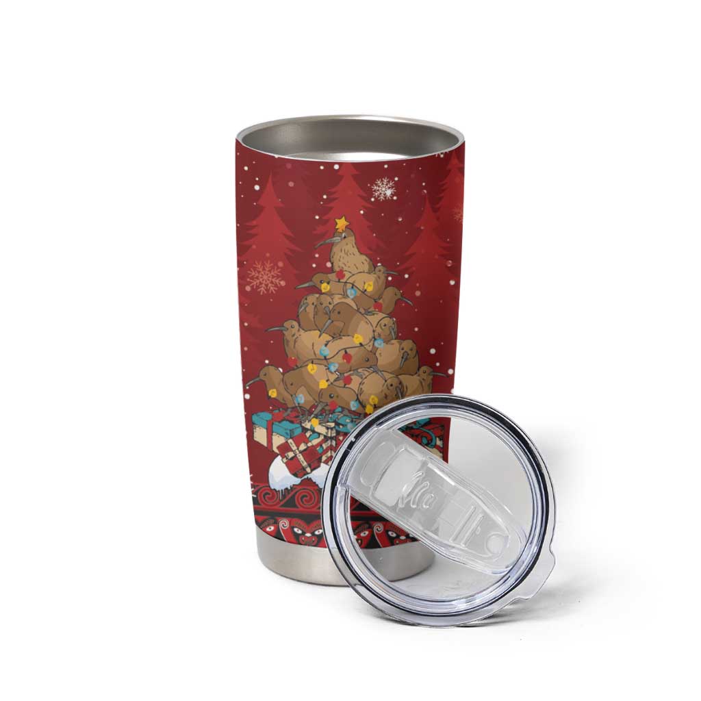 Funny Kiwi Bird Xmas Tree Tumbler Cup New Zealand Tribal Christmas Spirit - Polynesian Pride