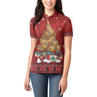 Funny Kiwi Bird Xmas Tree Women Polo Shirt New Zealand Tribal Christmas Spirit - Polynesian Pride
