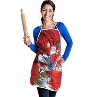 Funny Santa Riding Shark Apron Polynesian Tribal Christmas Spirit - Polynesian Pride